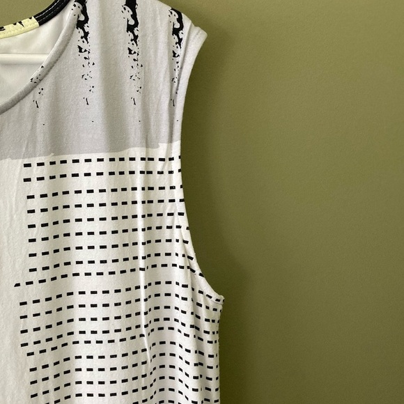 DCZ Yellow and Black Midi Dress with Sleeveless Design and Crew Neck - Picture 4 of 7